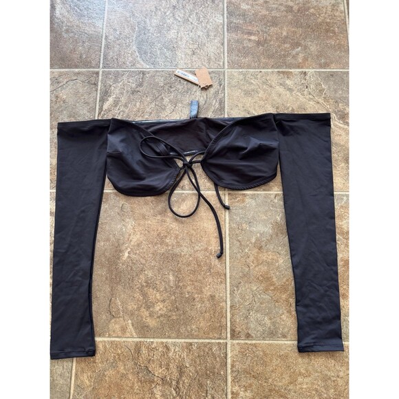 Skims Recycled Swim Long Sleeved Bikini Top Onyx Size Medium - Picture 6 of 9